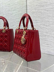 Kitlife Dior Lady Red Patent Cannage Calfskin Bag 24cm  - 5