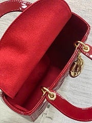 Kitlife Dior Lady Red Patent Cannage Calfskin Bag 24cm  - 4