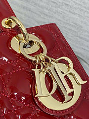 Kitlife Dior Lady Red Patent Cannage Calfskin Bag 24cm  - 3
