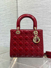 Kitlife Dior Lady Red Patent Cannage Calfskin Bag 24cm  - 2