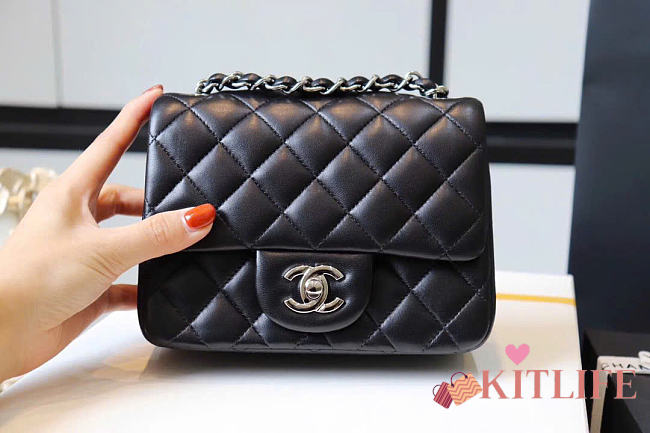 Kitlife Chanel Classic Mini Flap Bag Black 13.5x17x8cm - 1