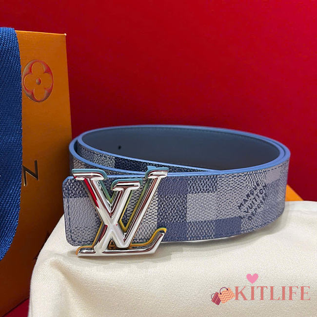 Kitlife Louis Vuitton Dimension Monogram Surplus 40mm Reversible Belt Blue Damier - 1