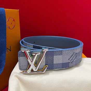 Kitlife Louis Vuitton Dimension Monogram Surplus 40mm Reversible Belt Blue Damier