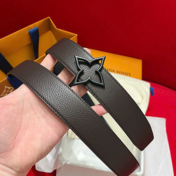 Kitlife Louis Vuitton Flowergram 30mm Reversible Belt Dark Brown Black Hardware 