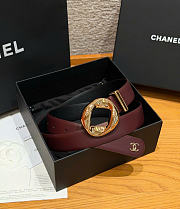 Kitlife Chanel Cut-out Ring 30mm Leather Belt Burgundy - 1
