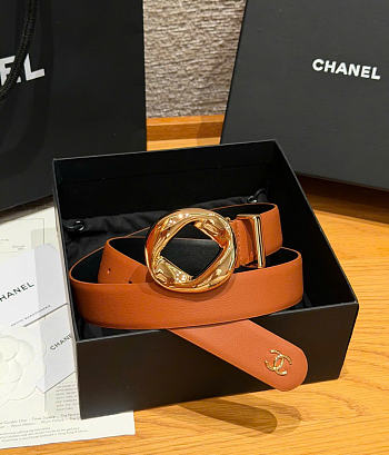 Kitlife Chanel Cut-out Ring 30mm Leather Belt Brown