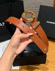 Kitlife Chanel Cut-out Ring 30mm Leather Belt Brown - 6