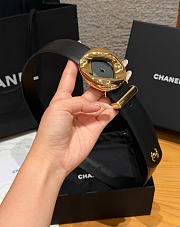Kitlife Chanel Cut-out Ring 30mm Leather Belt Black - 6