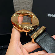 Kitlife Chanel Cut-out Ring 30mm Leather Belt Black - 4