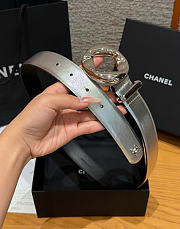 Kitlife Chanel Cut-out Ring 30mm Leather Belt Silver - 5