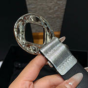 Kitlife Chanel Cut-out Ring 30mm Leather Belt Silver - 2