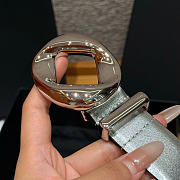 Kitlife Chanel Cut-out Ring 30mm Leather Belt Silver - 3