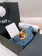Kitlife Chanel Blue Denim Quilted-Stitch Calfskin Belt 25mm - 1