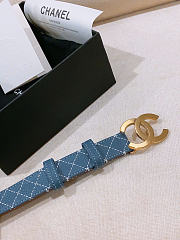 Kitlife Chanel Blue Denim Quilted-Stitch Calfskin Belt 25mm - 4