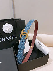 Kitlife Chanel Blue Denim Quilted-Stitch Calfskin Belt 25mm - 5