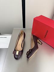 Kitlife Ferragamo Vara Bow Pumps Dark Brown Heel 7cm - 5