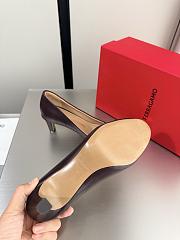 Kitlife Ferragamo Vara Bow Pumps Dark Brown Heel 7cm - 4