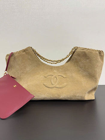 Kitlife Chanel Suede Quilted Neo Cabas Small Shopping Tote Bag Beige AS6474