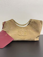 Kitlife Chanel Suede Quilted Neo Cabas Small Shopping Tote Bag Beige AS6474 - 3