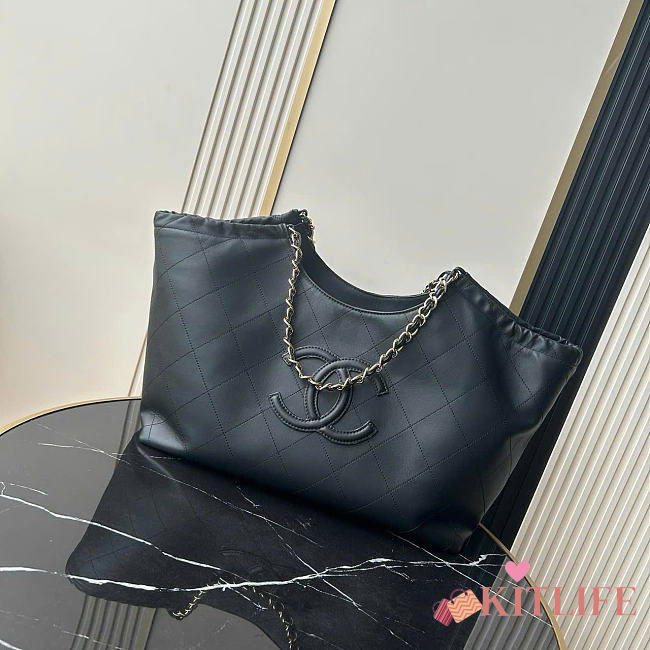 Kitlife Chanel Quilted Neo Cabas Small Shopping Tote Bag Black AS6474  - 1