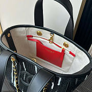 Kitlife Chanel Mini Shopping Bag Fabric and Gold-plated Metal Black, White & Gray AS6199 20.5x21x15cm - 6