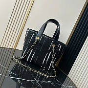 Kitlife Chanel Mini Shopping Bag Fabric and Gold-plated Metal Black, White & Gray AS6199 20.5x21x15cm - 3