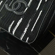 Kitlife Chanel Mini Shopping Bag Fabric and Gold-plated Metal Black, White & Gray AS6199 20.5x21x15cm - 4