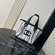 Kitlife Chanel Mini Shopping Bag Fabric and Gold-plated Metal  Cream White, Black, Beige & Red AS6199 20.5x21x15cm  - 1