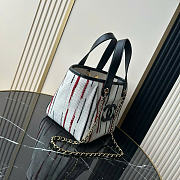 Kitlife Chanel Mini Shopping Bag Fabric and Gold-plated Metal  Cream White, Black, Beige & Red AS6199 20.5x21x15cm  - 6