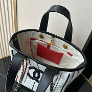 Kitlife Chanel Mini Shopping Bag Fabric and Gold-plated Metal  Cream White, Black, Beige & Red AS6199 20.5x21x15cm  - 3