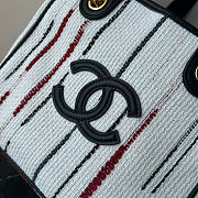 Kitlife Chanel Mini Shopping Bag Fabric and Gold-plated Metal  Cream White, Black, Beige & Red AS6199 20.5x21x15cm  - 2