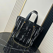 Kitlife Chanel Shopping Bag Fabric and Gold-plated Metal Black, White & Gray AS6200 30x36x17cm - 1