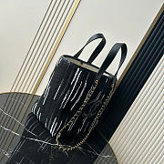Kitlife Chanel Shopping Bag Fabric and Gold-plated Metal Black, White & Gray AS6200 30x36x17cm - 5
