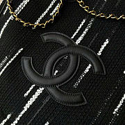 Kitlife Chanel Shopping Bag Fabric and Gold-plated Metal Black, White & Gray AS6200 30x36x17cm - 3