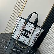 Kitlife Chanel Mini Shopping Bag Fabric and Gold-plated Metal Cream White, Black, Beige & Red AS6200 30x36x17cm - 1