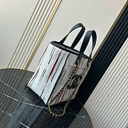 Kitlife Chanel Mini Shopping Bag Fabric and Gold-plated Metal Cream White, Black, Beige & Red AS6200 30x36x17cm - 6