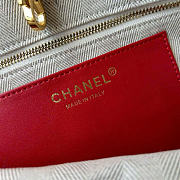 Kitlife Chanel Mini Shopping Bag Fabric and Gold-plated Metal Cream White, Black, Beige & Red AS6200 30x36x17cm - 3