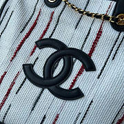 Kitlife Chanel Mini Shopping Bag Fabric and Gold-plated Metal Cream White, Black, Beige & Red AS6200 30x36x17cm - 2