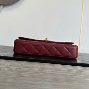 Kitlife Chanel 26B Lambskin Baguette Shoulder Bag Burgundy 10x25x5cm - 4