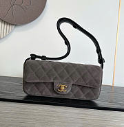Kitlife Chanel 26B Baguette Shoulder Bag Gray Suede 10x25x5cm - 1