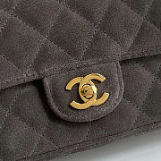 Kitlife Chanel 26B Baguette Shoulder Bag Gray Suede 10x25x5cm - 3