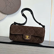 Kitlife Chanel 26B Baguette Shoulder Bag Dark Brown Suede 10x25x5cm - 1