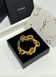 Kitlife Saint Laurent Gold YSL Logo Twisted-Link Chain Bracelet - 1