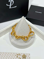 Kitlife Saint Laurent Gold YSL Logo Twisted-Link Chain Bracelet - 6