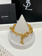 Kitlife Saint Laurent Gold YSL Logo Twisted-Link Chain Bracelet - 5