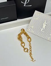 Kitlife Saint Laurent Gold YSL Logo Twisted-Link Chain Bracelet - 4