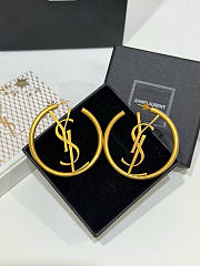 Kitlife Saint Laurent Gold Openwork Circular Logo Earrings - 1