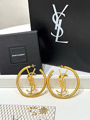 Kitlife Saint Laurent Gold Openwork Circular Logo Earrings - 3