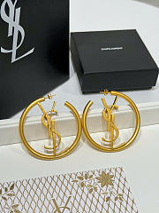 Kitlife Saint Laurent Gold Openwork Circular Logo Earrings - 4