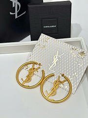 Kitlife Saint Laurent Gold Openwork Circular Logo Earrings - 5